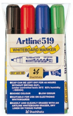 Artline whiteboard pen, oblique nib, 4 colours