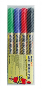Artline whiteboard pen set, narrow tip, double-ended, 4 colours