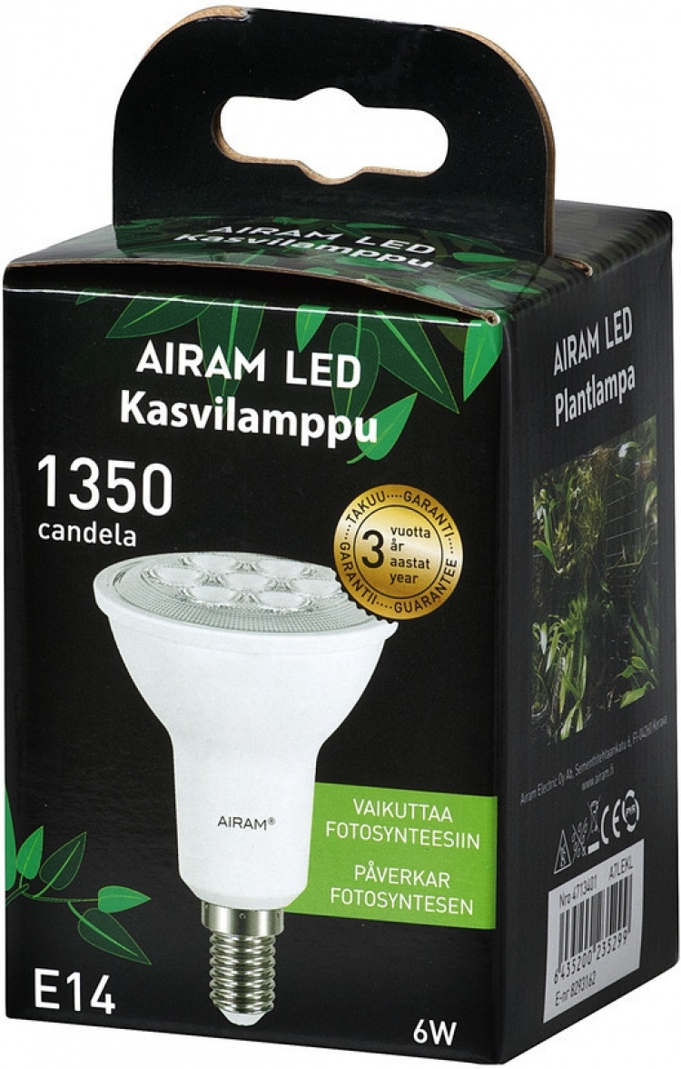Airam Fiora plant lamp, E14, 3500 K, 420 lm Airam Fiora plant lamp, E14, 3500 K, 420 lm
