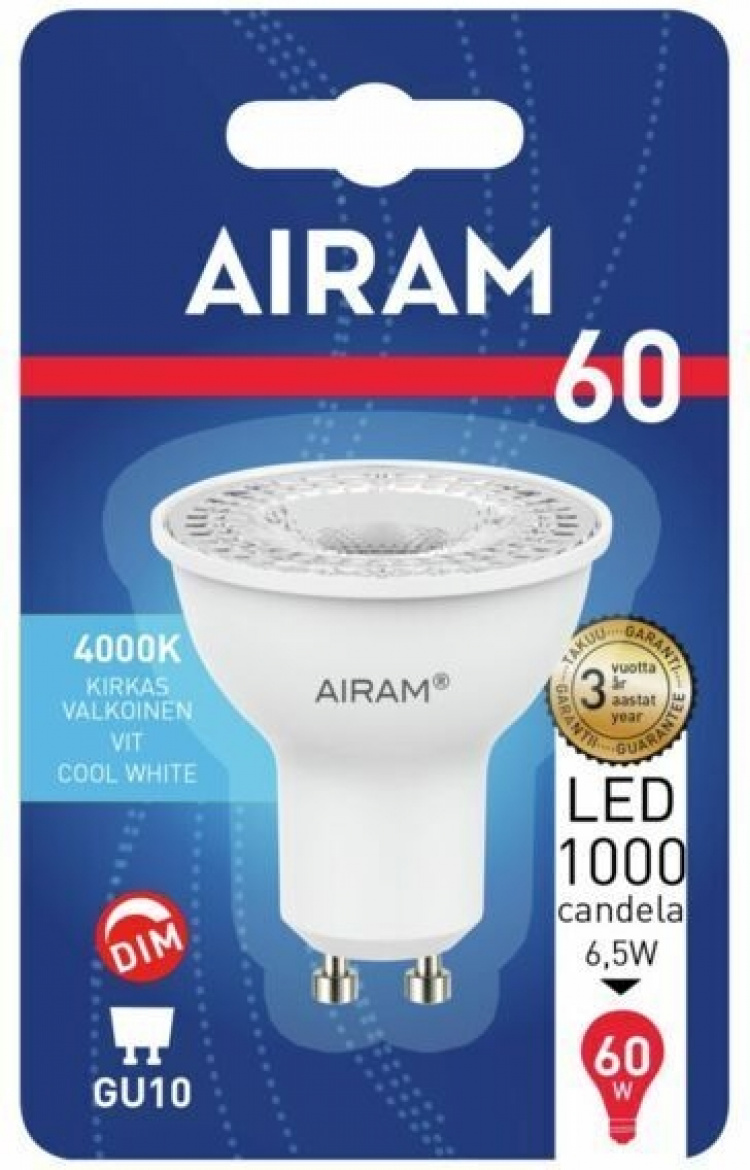 Airam LED PAR16, 4000K, 425 lm, GU10 base Airam LED PAR16, 4000K, 425 lm, GU10 base