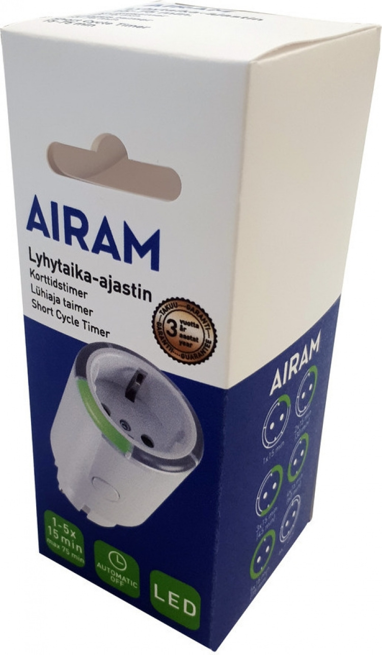 Airam 2623317 -lythertime timer, 15-75 min, IP20