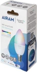 Airam SmartHome candle lamp, E14, opal, 470 lm, RGBW, WiFi Airam SmartHome candle lamp, E14, opal, 470 lm, RGBW, WiFi