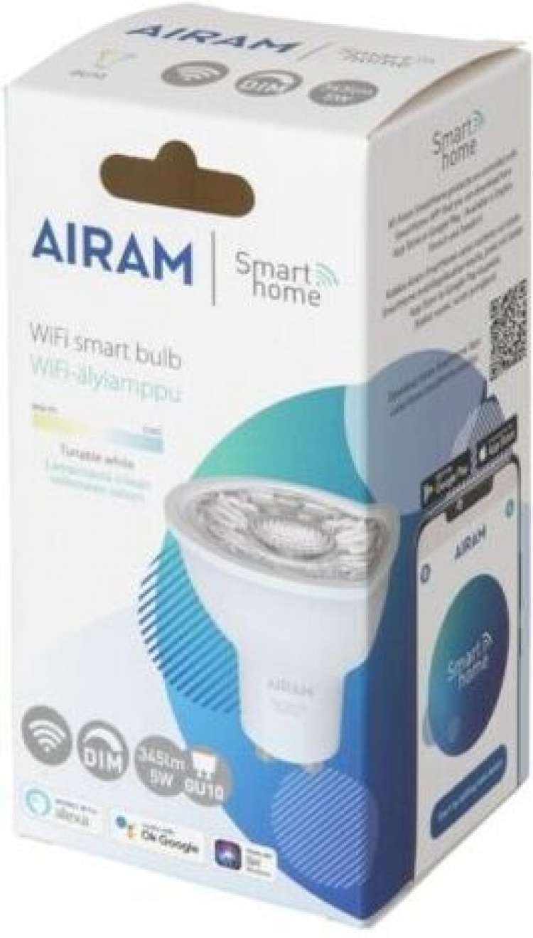 Airam SmartHome spotlight, GU10, 345 lm, tunable white, WiFi