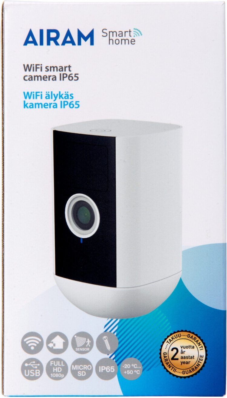 Airam SmartHome Camera IP65, Wi-Fi network Airam SmartHome Camera IP65, Wi-Fi network