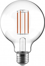 Airam LED G95 bulb, E27, 3000K, 470lm, clear copper Airam LED G95 bulb, E27, 3000K, 470lm, clear copper