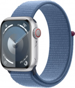 Apple Watch Series 9 (GPS + Cellular) 41 mm silver aluminium case and winter blue Sport Loop strap (MRHX3)