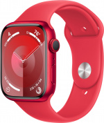 Apple Watch Series 9 (GPS) 45 mm red (PRODUCT)RED aluminium case and red (PRODUCT)RED sports bracelet, S/M (MRXJ3)