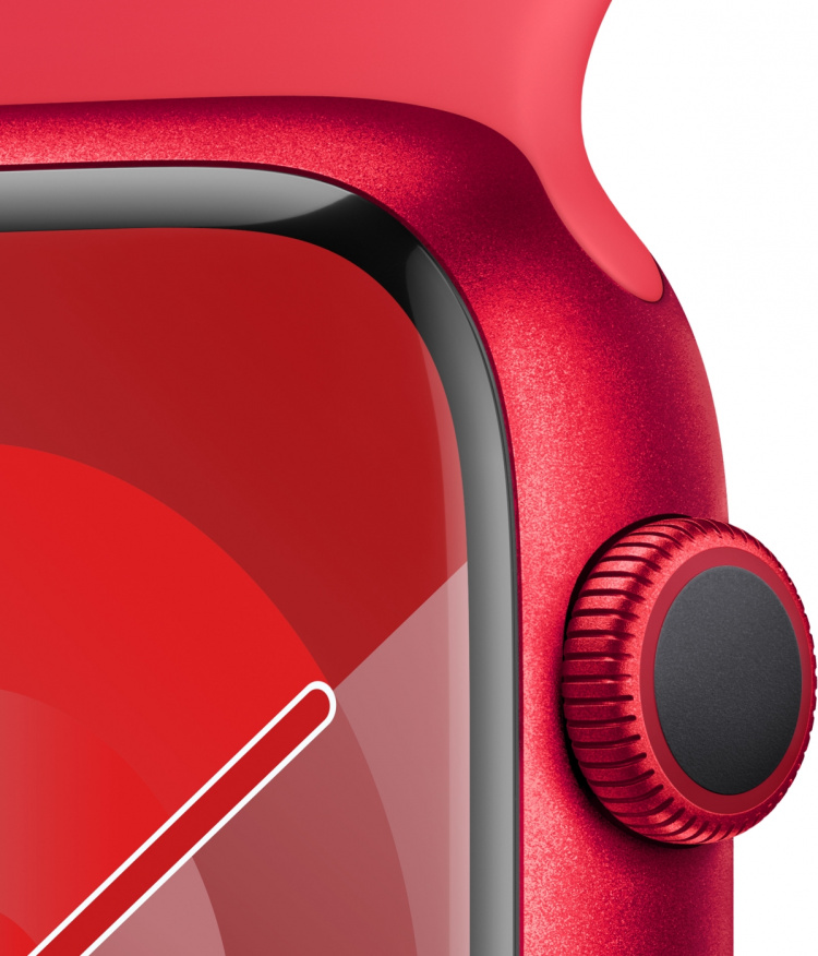 Apple Watch Series 9 (GPS) 45 mm red (PRODUCT)RED aluminium case and red (PRODUCT)RED sports bracelet, S/M (MRXJ3)