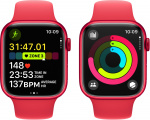 Apple Watch Series 9 (GPS) 45 mm red (PRODUCT)RED aluminium case and red (PRODUCT)RED sports bracelet, S/M (MRXJ3)