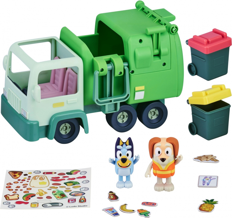 BLUEY garbage truck and characters BLUEY garbage truck and characters
