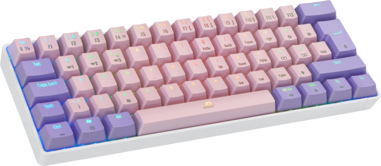 Blackstorm RGB Mech 2 Dual Mode 60% gaming keyboard, hot swap Outemu Red switches, pink/purple