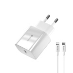 Devia väggladdare Smart PD 20W 1x USB-C vit + Lightning - USB-C-kabel V2
