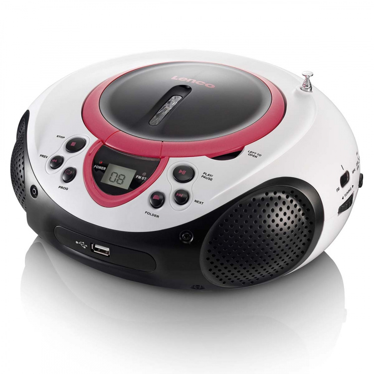 Lenco Portable FM Radio CD and USB player Pink Lenco Portable FM Radio CD and USB player Pink