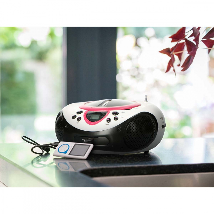Lenco Portable FM Radio CD and USB player Pink Lenco Portable FM Radio CD and USB player Pink