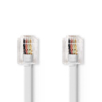 Nedis Telecom Cable | RJ11 Male | RJ11 Male | 5.00 m | Cable design: Flat | Cable type: RJ11 | Transparent / White