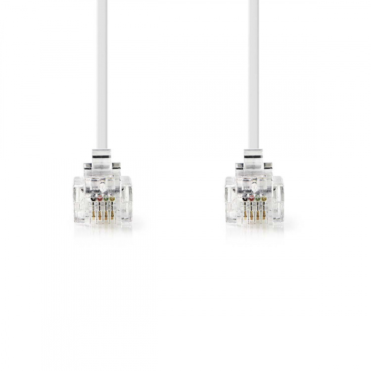 Nedis Telecom Cable | RJ11 Male | RJ11 Male | 5.00 m | Cable design: Flat | Cable type: RJ11 | Transparent / White
