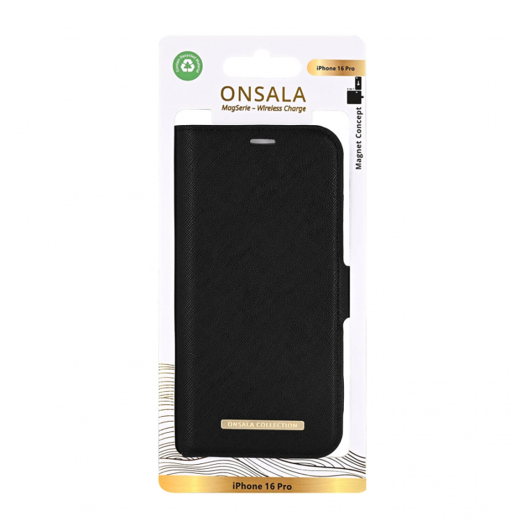Onsala Wallet Case Eco 2 Card Slots MagSeries Black - iPhone 16 Pro