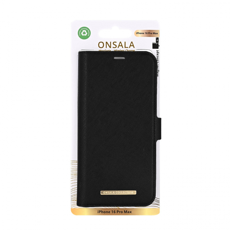 Onsala Wallet Case Eco 2 Card Slots MagSeries Black - iPhone 16 Pro Max Onsala Wallet Case Eco 2 Card Slots MagSeries Black - iPhone 16 Pro Max