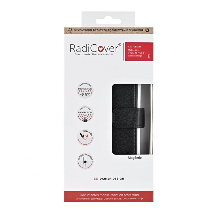 Radicover Wallet Case Anti-Radiation 3 Card RFID Black - iPhone 16 Pro Radicover Wallet Case Anti-Radiation 3 Card RFID Black - iPhone 16 Pro