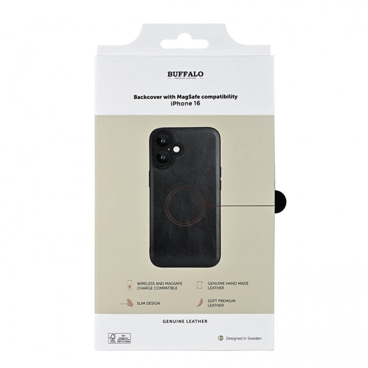 Buffalo Phone Case Leather Magseries Black - iPhone 16 Buffalo Phone Case Leather Magseries Black - iPhone 16