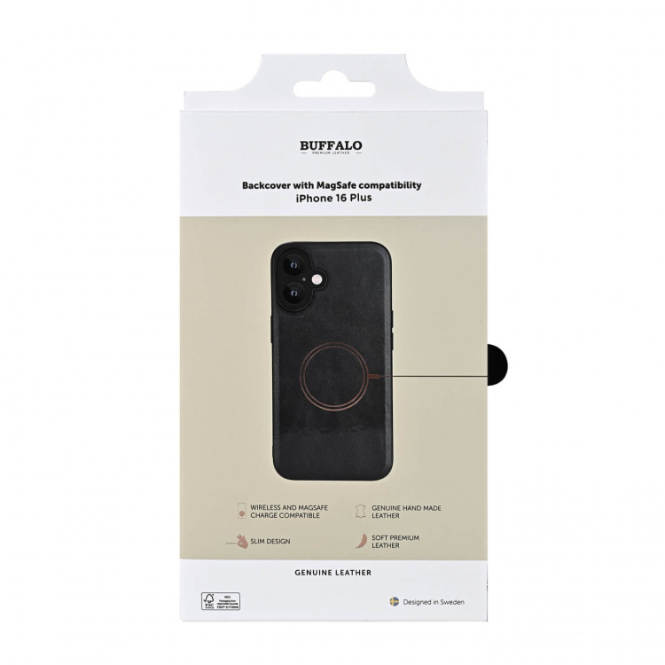 Buffalo Phone Case Leather Magseries Black - iPhone 16 Plus Buffalo Phone Case Leather Magseries Black - iPhone 16 Plus