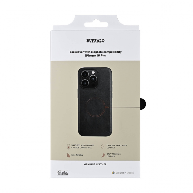 Buffalo Phone Case Leather Magseries Black - iPhone 16 Pro
