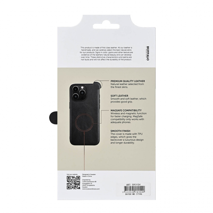 Buffalo Phone Case Leather Magseries Black - iPhone 16 Pro Max Buffalo Phone Case Leather Magseries Black - iPhone 16 Pro Max