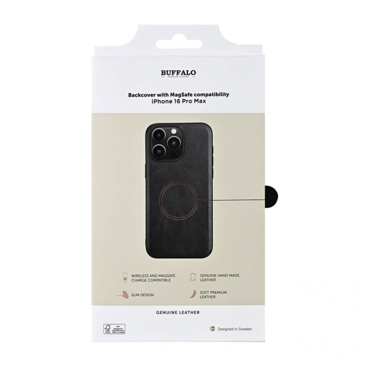 Buffalo Phone Case Leather Magseries Black - iPhone 16 Pro Max Buffalo Phone Case Leather Magseries Black - iPhone 16 Pro Max
