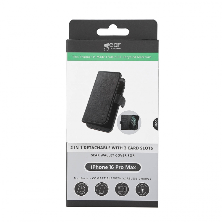Gear Wallet Case 2-in-1 MagSerie Black - iPhone 16 Pro