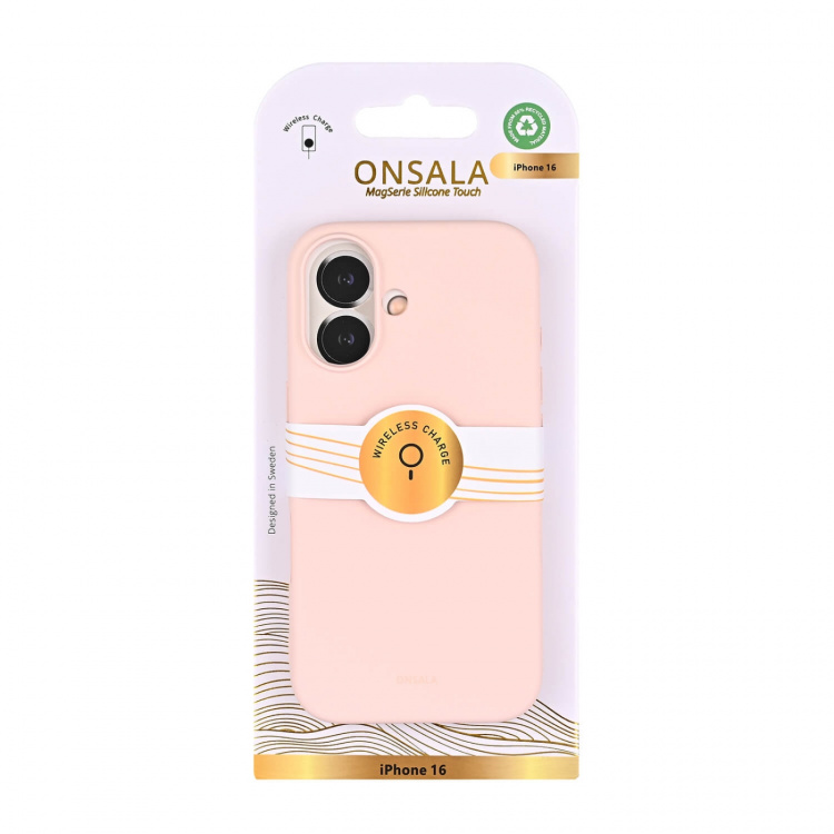 Onsala Phone Case with Silicone Feel Chalk Pink - iPhone 16 Onsala Phone Case with Silicone Feel Chalk Pink - iPhone 16