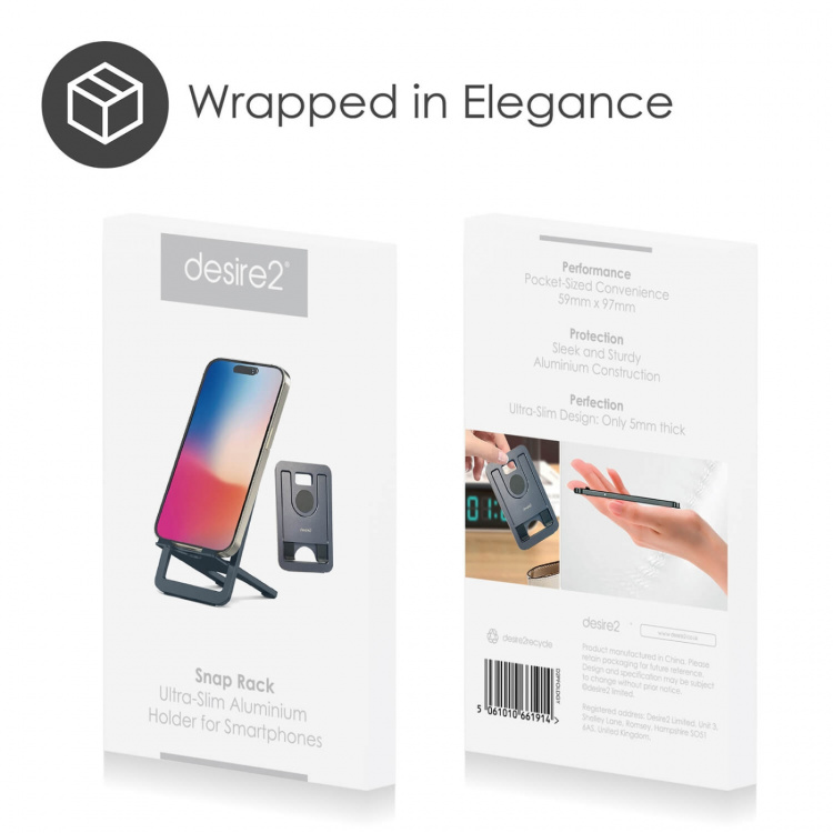 Desire2 Ultra Slim Phone Holder Aluminium Dark Grey Desire2 Ultra Slim Phone Holder Aluminium Dark Grey