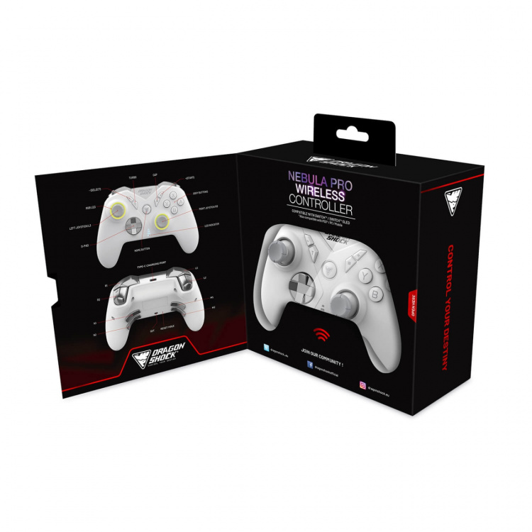 DragonShock Wireless Controller Nebula Pro for NSW White