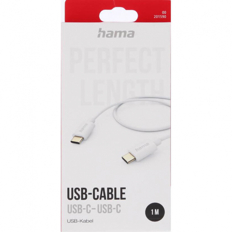 Hama Charging Cable USB-C to USB-C 1.0m White