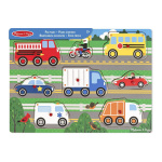 Melissa & Doug Wooden Peg Puzzle Vehicles