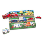 Melissa & Doug Wooden Peg Puzzle Vehicles