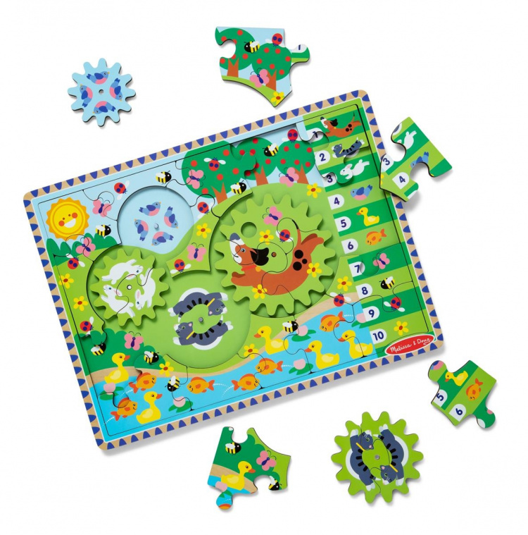 Melissa & Doug Wooden Gear Puzzle Animal Chase I-Spy