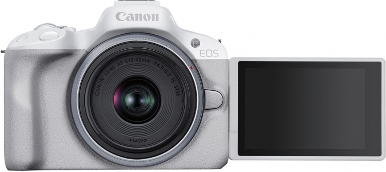 Canon EOS R50 system camera, white + 18-45 mm lens Canon EOS R50 system camera, white + 18-45 mm lens