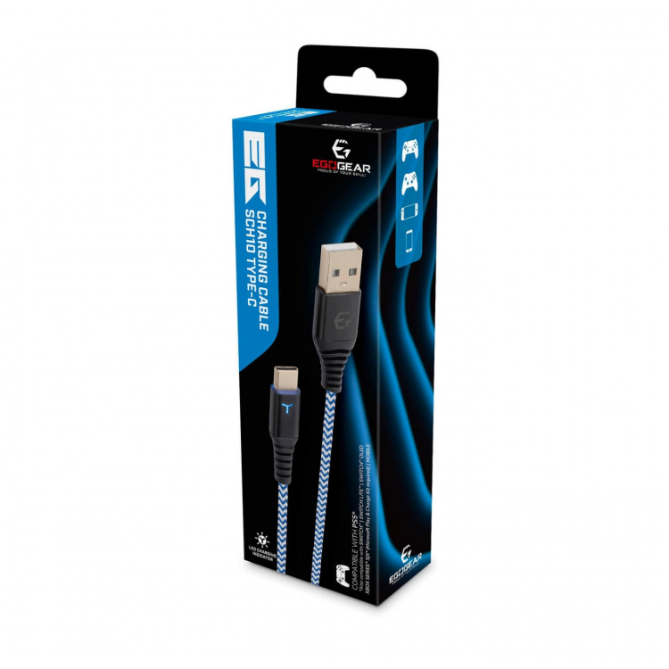 EgoGear Cable SCH10 White/Blue Type-C 3m Braided for PS5 EgoGear Cable SCH10 White/Blue Type-C 3m Braided for PS5