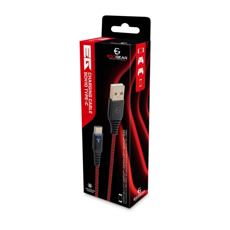 EgoGear Cable SCH10 Red/Black Type-C 3m Braided for NSW EgoGear Cable SCH10 Red/Black Type-C 3m Braided for NSW