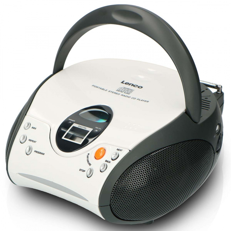 Lenco Portable stereo FM radio with CD player White