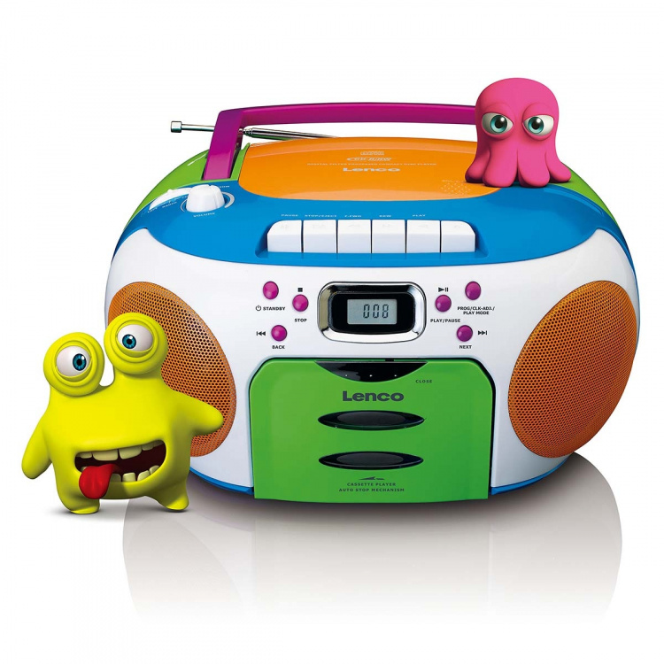 Lenco Portable radio with CD and cassette Kids Multi Colour