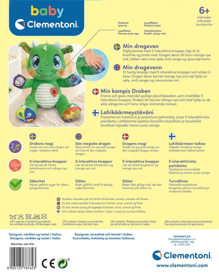 Clementoni Interactive Plush Baby Dragon (SE/FI/DK/NO) Clementoni Interactive Plush Baby Dragon (SE/FI/DK/NO)