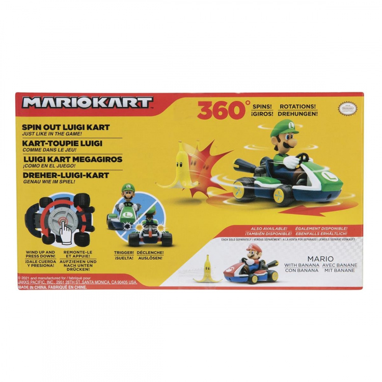 JAKKS Pacific Super Mario 2.5 Inch Spin Out Mario Kart Luigi