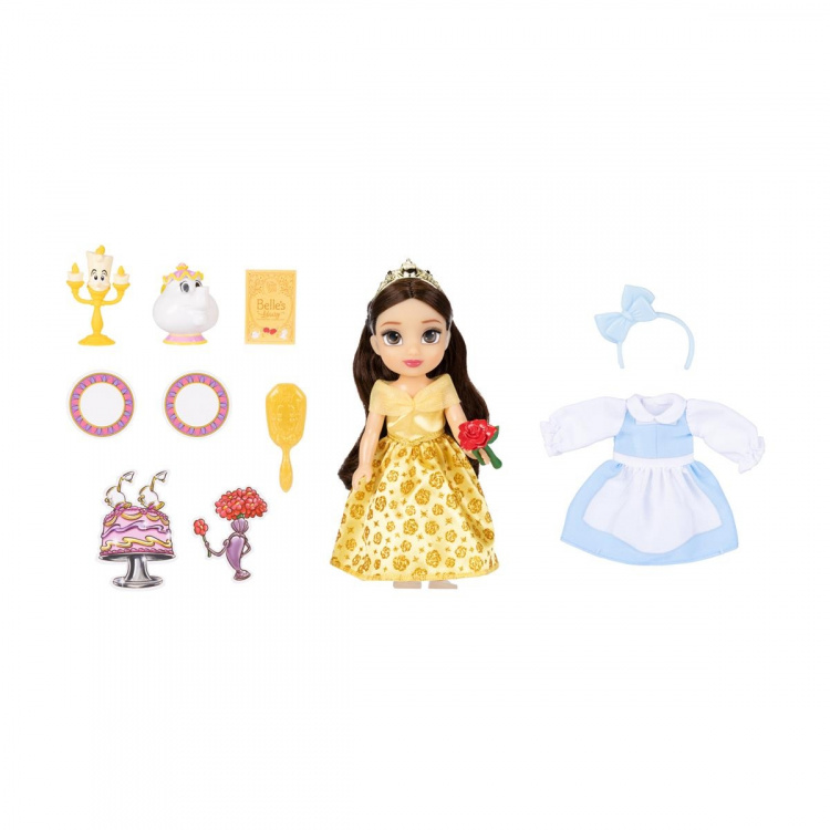 JAKKS Pacific Disney Princess 6 Inch Petite Doll with Extra Fashion & Accessories Be Our Guest Belle