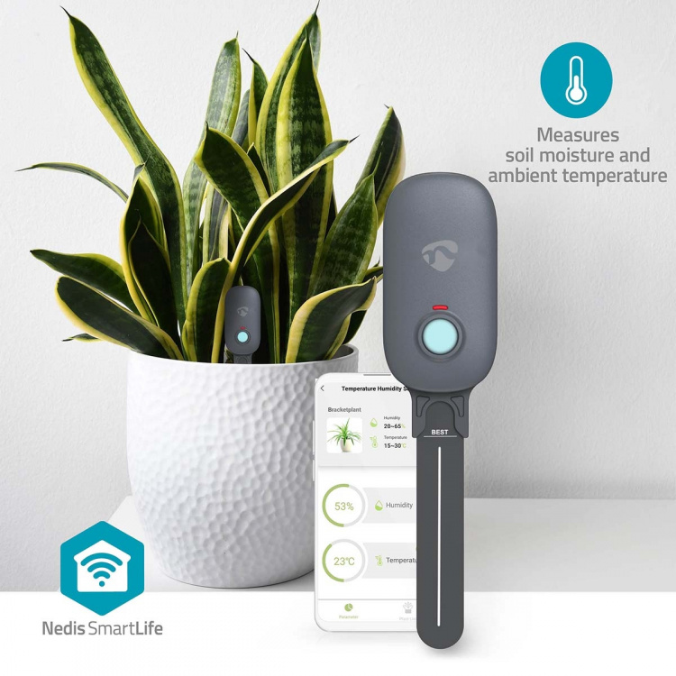Nedis SmartLife Soil Moisture Meter | Bluetooth® | Battery Powered | IP55 | 0 - 100 % | Android™ / IOS Nedis SmartLife Soil Moisture Meter | Bluetooth® | Battery Powered | IP55 | 0 - 100 % | Android™ / IOS