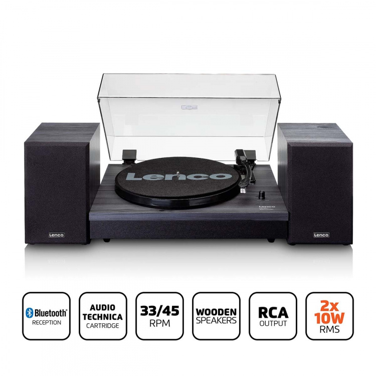 Lenco Record player with Bluetooth® and two external speakers black