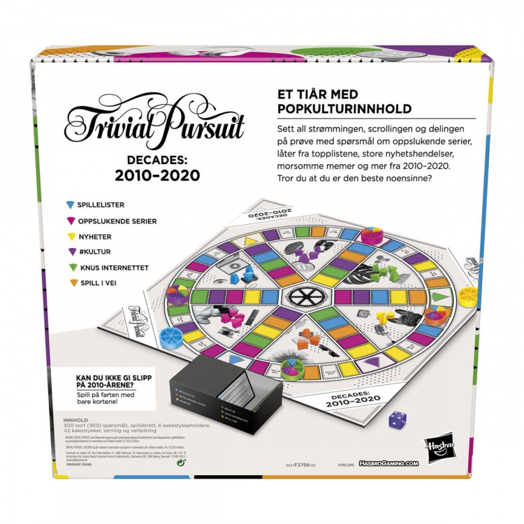 Hasbro Trivial Pursuit Decades: 2010-2020 (NO) Hasbro Trivial Pursuit Decades: 2010-2020 (NO)