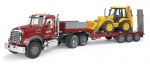 Bruder Brother MACK granite truck with low-loader and JCB 4CX backhoe loader (02813)