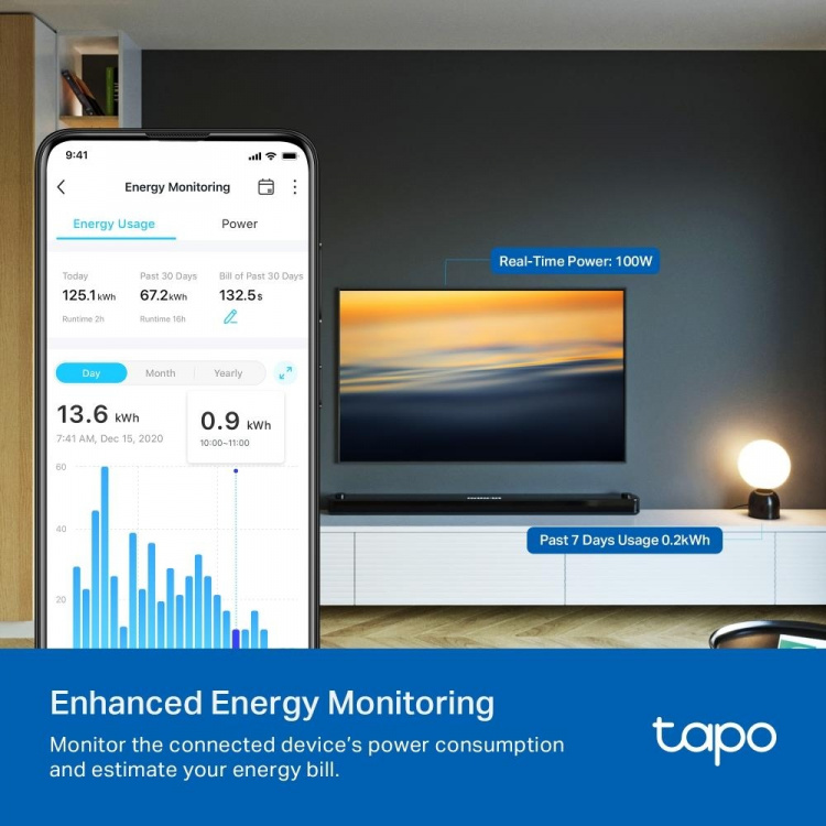 TP-Link Tapo Mini Smart Wi-Fi Socket, Energy Monitoring, Matter /Tapo P110M