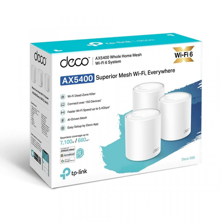 TP-Link Deco X60 (3-pack) Wi-Fi 6 AX Whole-Home Mesh Wi-Fi System TP-Link Deco X60 (3-pack) Wi-Fi 6 AX Whole-Home Mesh Wi-Fi System